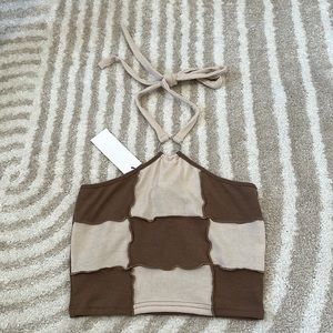 NTW - ribbed checkered halter top